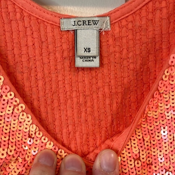 J. Crew Peach Sequin Tank Top with Rounded Neckline - Size XS - Picture 2 of 13